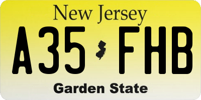NJ license plate A35FHB