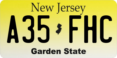 NJ license plate A35FHC