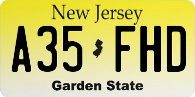 NJ license plate A35FHD