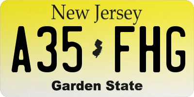 NJ license plate A35FHG