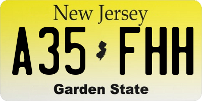 NJ license plate A35FHH