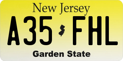 NJ license plate A35FHL