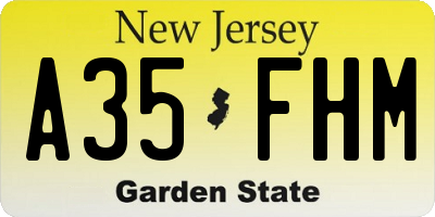 NJ license plate A35FHM