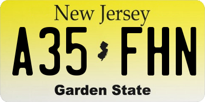 NJ license plate A35FHN