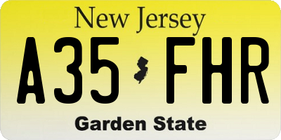 NJ license plate A35FHR