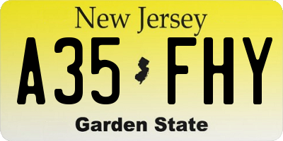 NJ license plate A35FHY