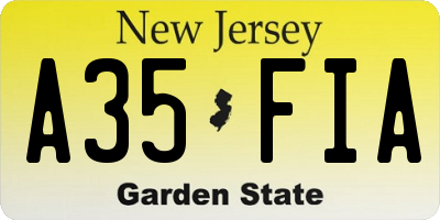 NJ license plate A35FIA