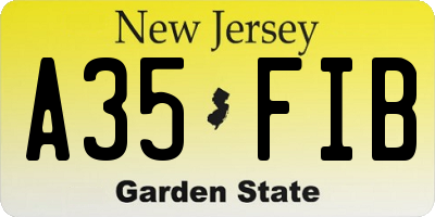NJ license plate A35FIB