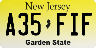 NJ license plate A35FIF