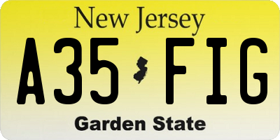 NJ license plate A35FIG