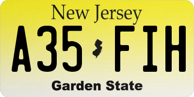 NJ license plate A35FIH