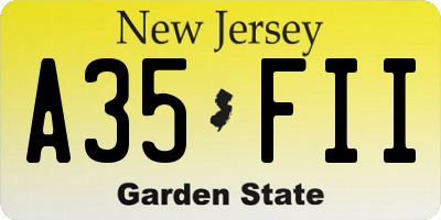 NJ license plate A35FII