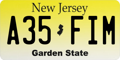NJ license plate A35FIM