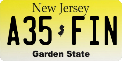 NJ license plate A35FIN