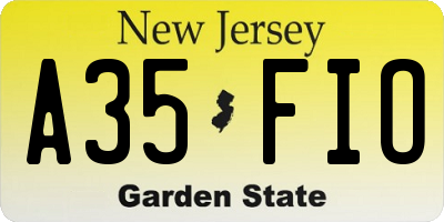 NJ license plate A35FIO