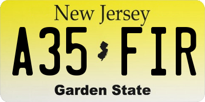 NJ license plate A35FIR