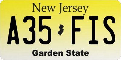 NJ license plate A35FIS