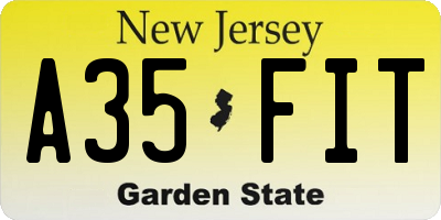 NJ license plate A35FIT