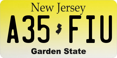 NJ license plate A35FIU
