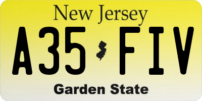 NJ license plate A35FIV