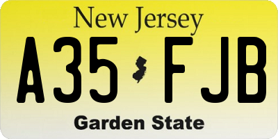 NJ license plate A35FJB