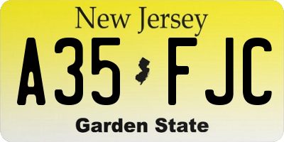 NJ license plate A35FJC