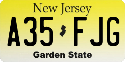 NJ license plate A35FJG