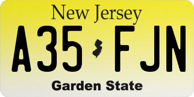 NJ license plate A35FJN