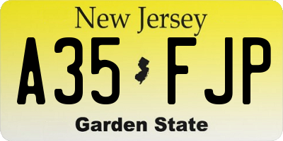 NJ license plate A35FJP