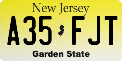 NJ license plate A35FJT