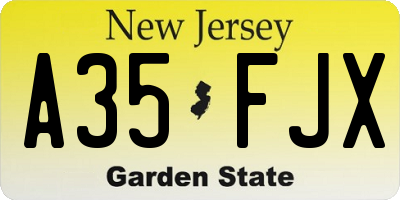 NJ license plate A35FJX