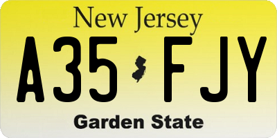 NJ license plate A35FJY