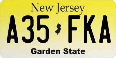 NJ license plate A35FKA