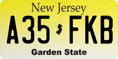 NJ license plate A35FKB