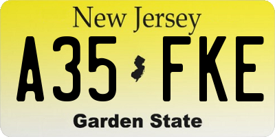 NJ license plate A35FKE