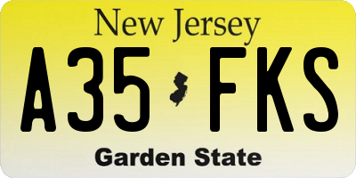 NJ license plate A35FKS