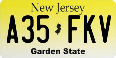 NJ license plate A35FKV