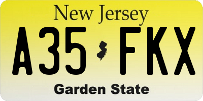 NJ license plate A35FKX