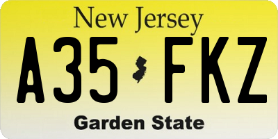 NJ license plate A35FKZ