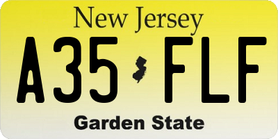 NJ license plate A35FLF