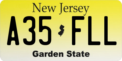 NJ license plate A35FLL