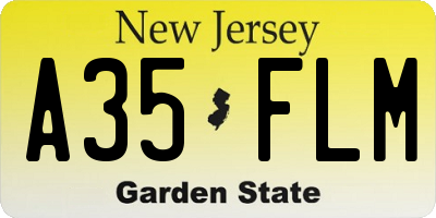 NJ license plate A35FLM