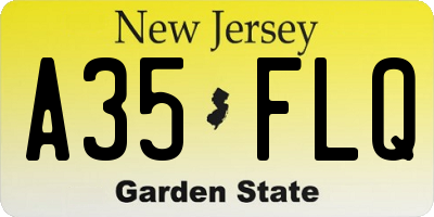 NJ license plate A35FLQ