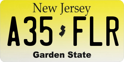 NJ license plate A35FLR