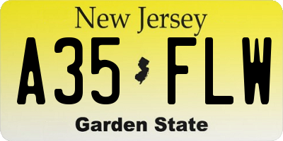 NJ license plate A35FLW