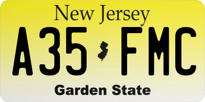 NJ license plate A35FMC