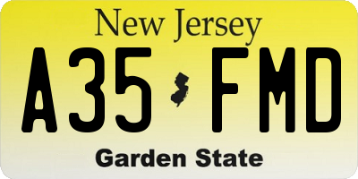 NJ license plate A35FMD