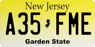 NJ license plate A35FME