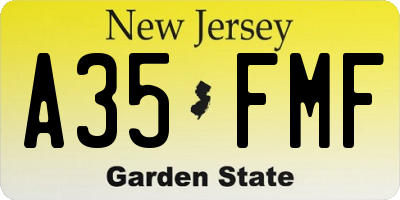 NJ license plate A35FMF