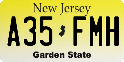 NJ license plate A35FMH